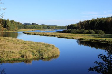 Lake Lipno dağlar Sumava Güney çek yaz dan mavi
