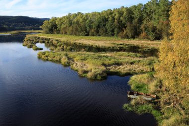 Lake Lipno dağlar Sumava Güney çek yaz dan mavi