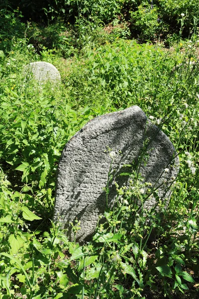 Tombstone on the old village Jewish Cemetery, Czech Republic — Stock Photo, Image