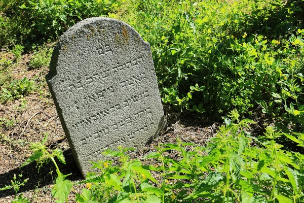 Tumbstone on the old village Jewish Cemetery, República Checa — Foto de Stock