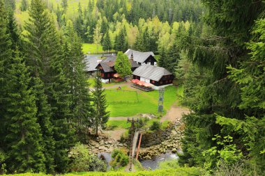 Güzel manzara yaz dağlar Sumava Güney Bohemya'da