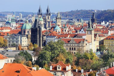 Renkli sonbahar Gotik Prague City, Çek Cumhuriyeti