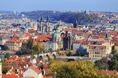 Renkli sonbahar Gotik Prague City, Çek Cumhuriyeti