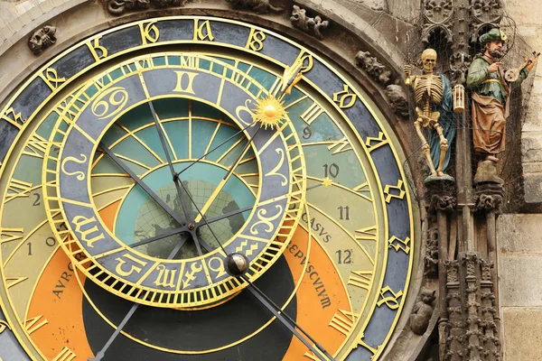 Détail de l'horloge astronomique médiévale historique à Prague sur la vieille mairie, République tchèque — Photo