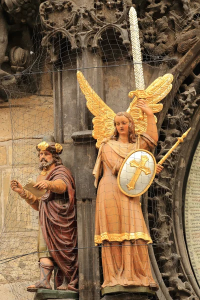 Dettaglio dello storico orologio astronomico medievale a Praga sul Municipio Vecchio, Repubblica Ceca — Foto Stock