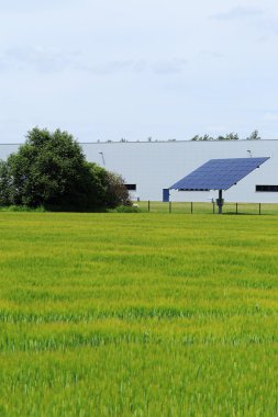 Ayrıntı, Solar Power Station yeşil çayır üzerinde