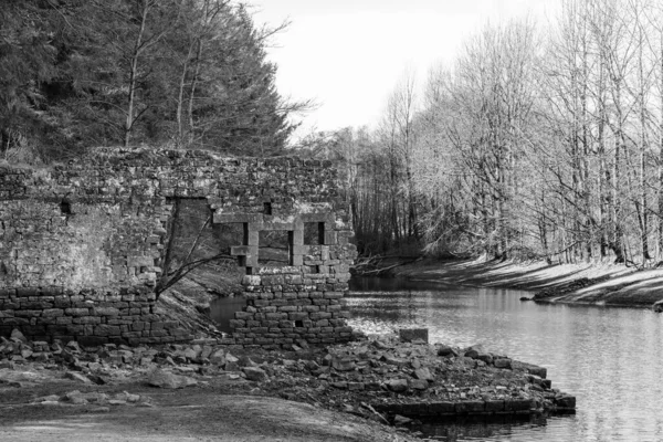 Raison Des Faibles Niveaux Eau Les Ruines Ancien Moulin Lin — Photo