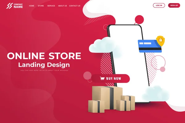 Online Store Website Landing Page Design Vector — Stock Vector