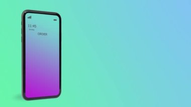 Kara Cuma için alışveriş arabasında% 50 indirimli 3D illüstrasyon. E-Ticaret. Çevrimiçi alışveriş sipariş uygulaması, mavi ve beyaz arka plan. Perspektif tasarımı.