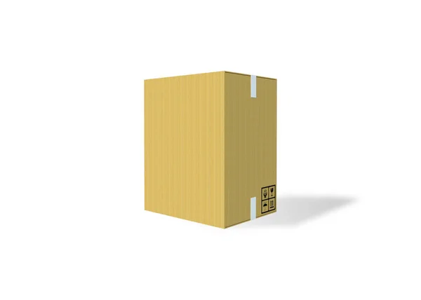 Ілюстрація Світло Коричнева Картонна Коробка Ізольована Білому Тлі Відсічним Контуром — стокове фото