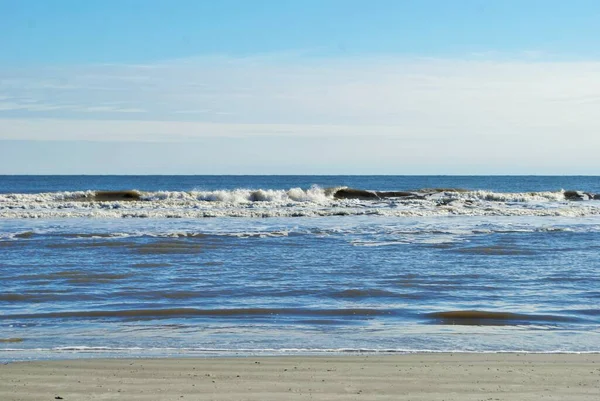 Vagues Écrasant Dans Sable Plage Coligny Hilton Tête Île Caroline — Photo