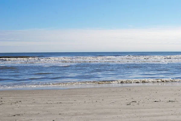 Vlny Narážející Písku Pláži Coligny Hilton Head Island South Carolina Royalty Free Stock Fotografie