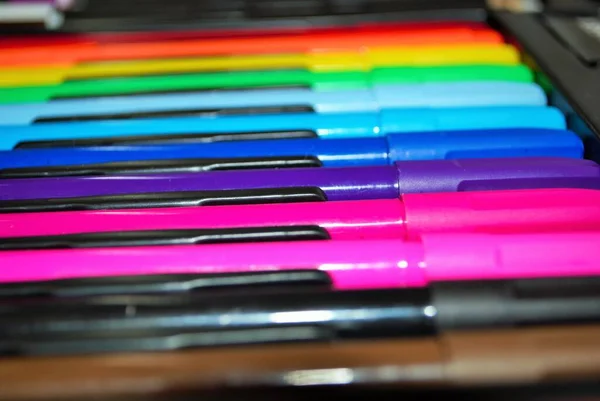 Una Gran Cantidad Marcadores Color Conjunto Arte — Foto de Stock