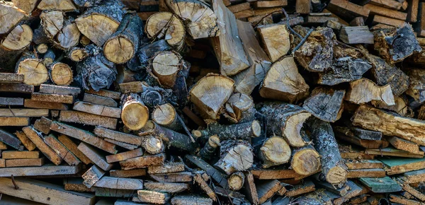 Pile of chopped firewood logs — Stock Photo, Image