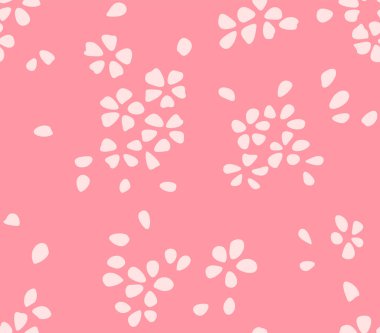 Japon Pembe Kiraz Çiçeği Yapraksız Vektör Deseni