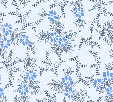 Japon Şirin Kıvrık Çiçek Dalı Vektörü Kusursuz Desen