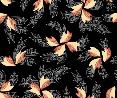 Japon Akan Sarmal Çiçek Vektörü Kusursuz Desen