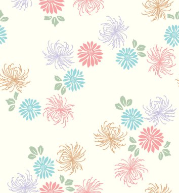 Japon Vintage Çiçek Vektörü Kusursuz Desen