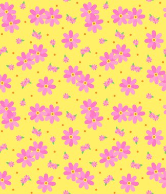 Japon Renkli Pembe Çiçek Vektörü Kusursuz Desen