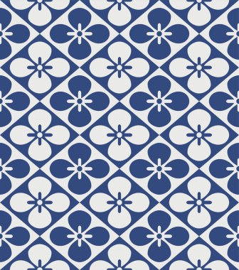 Japon Şirin Çiçek Mozaik Vektörü Kusursuz Desen