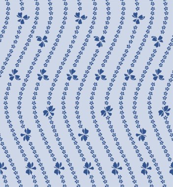 Japon Çiçeği Kıvrımlı Dalga Vektörü Kusursuz Desen