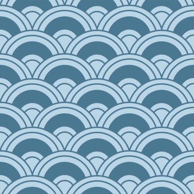 Japon Balık Ölçekli Dalga Vektörü Kusursuz Deseni