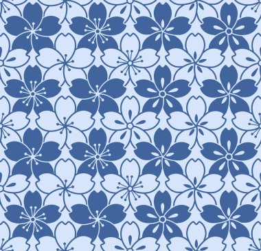 Japon Kiraz Çiçeği Vektörü Kusursuz Deseni