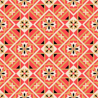 Japon Çiçeği Elmas Vektörü Kusursuz Desen