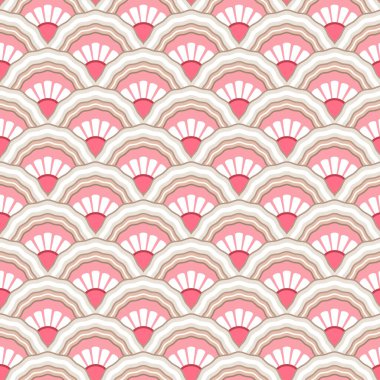 Japon Şirin Çiçek Dalgası Vektörü Kusursuz Desen