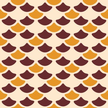 Japon Sarı Balık Ölçekli Dalga Vektörü Kusursuz Desen