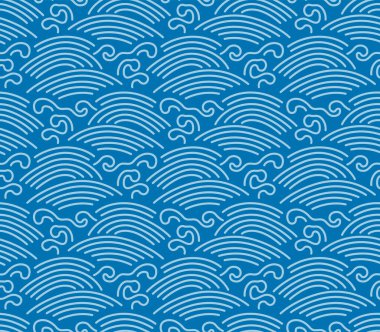 Japon Okyanusu Dalgası Vektörü Kusursuz Desen