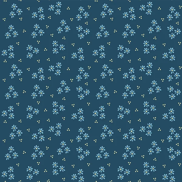 Japonais Mignon Bleu Fleur Vectoriel Modèle Sans Couture — Image vectorielle