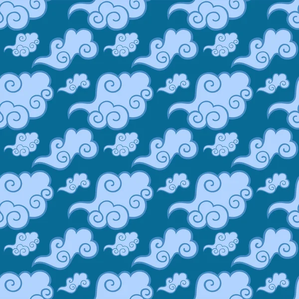 Japonais Curl Art Nuage Vectoriel Modèle Sans Couture — Image vectorielle