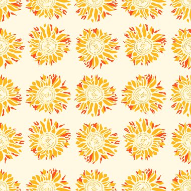 Japon Güneş Çiçeği Vektörü Kusursuz Desen