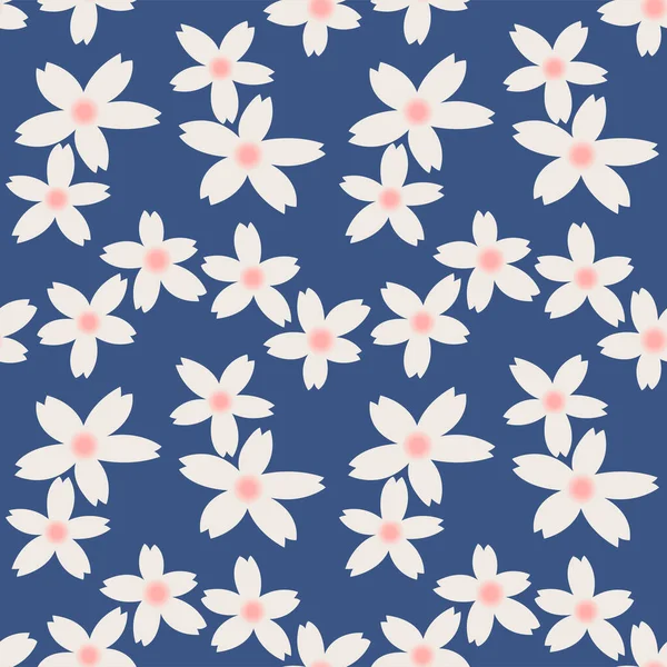 Japanische Pastell Cute Flower Vector Nahtloses Muster — Stockvektor