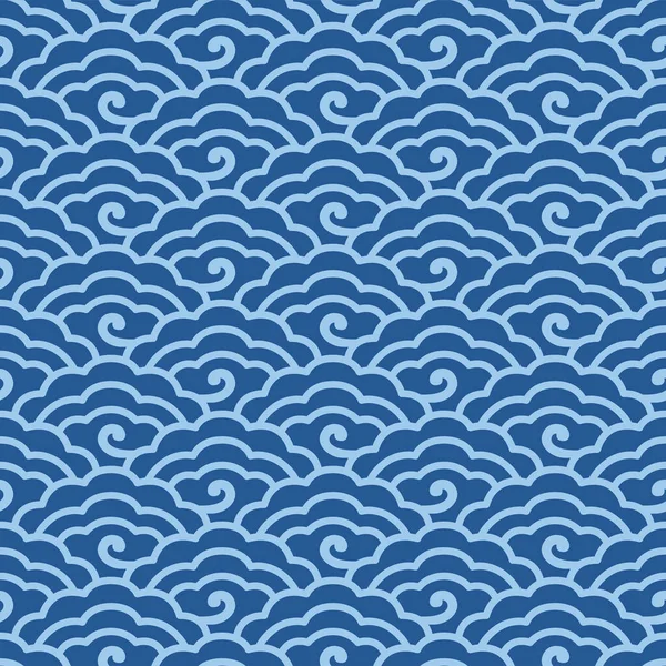 Japonais Nuage Art Curl Vectoriel Sans Couture Pattern — Image vectorielle