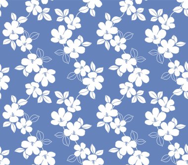 Japon Beyaz Çiçek Şube Vektörü Kusursuz Desen