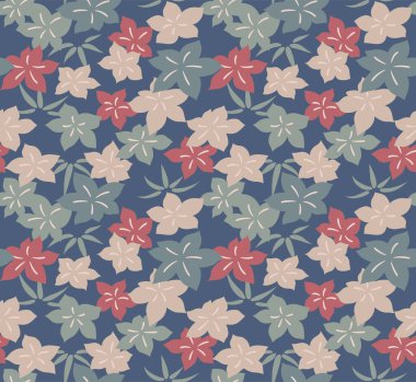 Japon Pastel Tropikal Yaprak Vektörü Kusursuz Desen