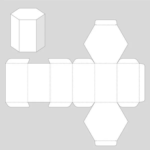 Plantilla Caja Papel Hexagonal — Archivo Imágenes Vectoriales