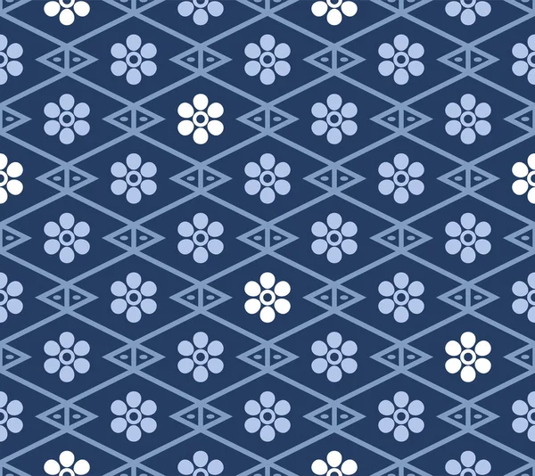 Japanese Pretty Flower Overlap Diamond Vector Seamless Pattern — Stockový vektor