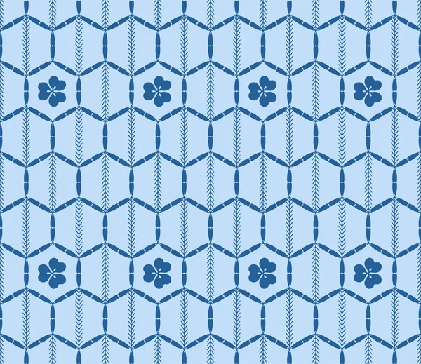 Japanese Hexagon Flower Bud Vector Seamless Pattern — Stockvector