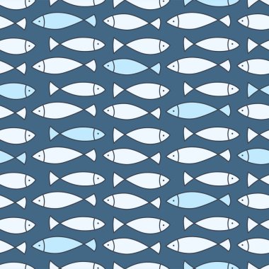 Japon Çizgi Filmi Balık Yüzme Vektörü Kusursuz Desen