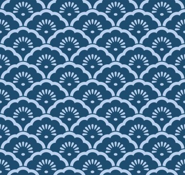 Japon Çiçeği Fan Dalga Vektörü Kusursuz Desen