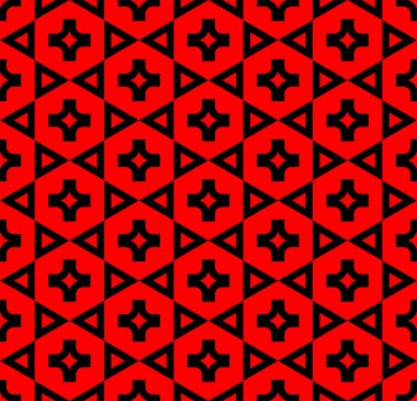 Japon Kırmızı Altıgen Yıldız Vektörü Kusursuz Desen