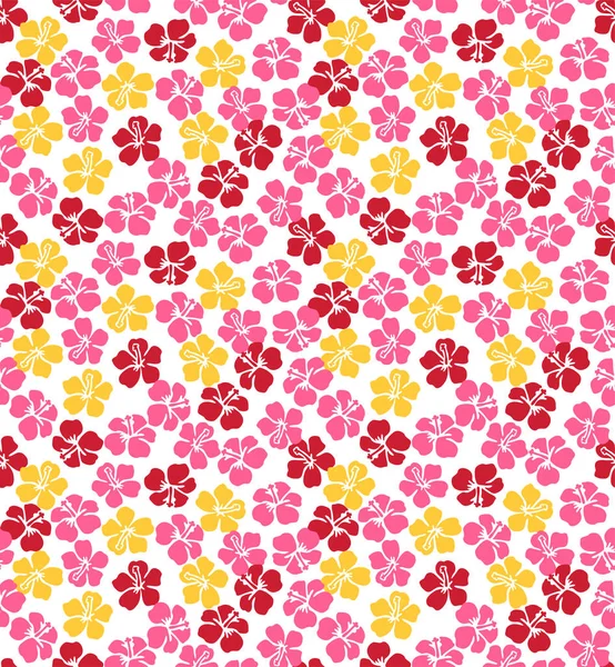 Japanische Bunte Hibiskusblüten Aus Hawaii Vector Seamless Pattern — Stockvektor