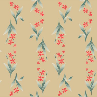 Japon Vahşi Orkide Vektörü Kusursuz Desen