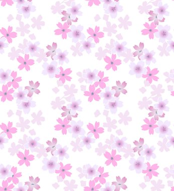 Japon Tatlı Pembe Kiraz Çiçeği Sonbahar Vektörü Kusursuz Desen