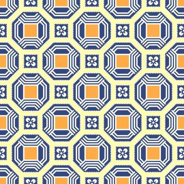 Japansk Blomst Ottekant Mosaik Vektor Sømløse Mønster – Stock-vektor