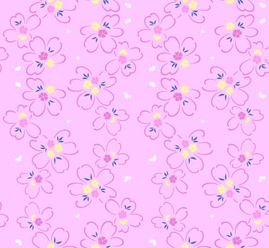 Japon Kiraz Çiçeği Yaprak Dökme Vektörü Kusursuz Desen