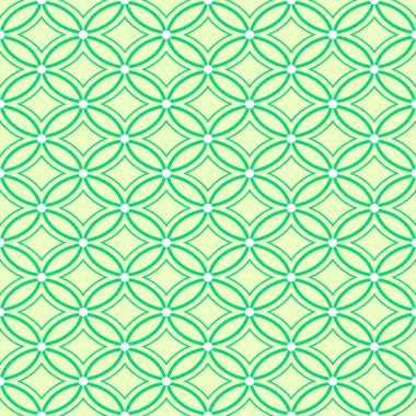 Japon Yeşil Elips Çiçek Vektörü Kusursuz Desen